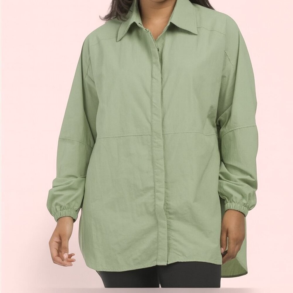 Wilo the Label Womens S Workout/Beach Coverup Parachute Shirt Sage Athletic NWT